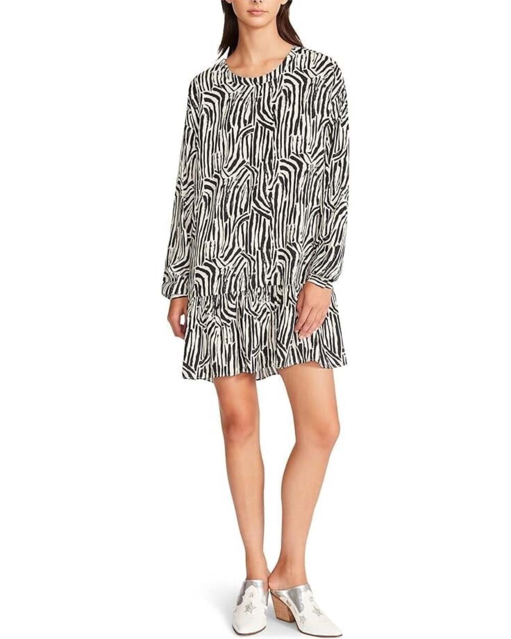 Betsey Johnson Women's Size Small Abstract Zebra Print Flounce Hem Dress NWT